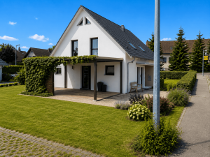 KI erstellte Visualierung - Bauplanung auf dem Grundstück